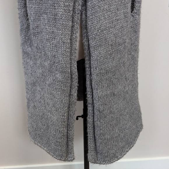 Stefanel Grey Wool Alpaca Blend Knit Sweater Cape Minimalist Luxury - Picture 6 of 14